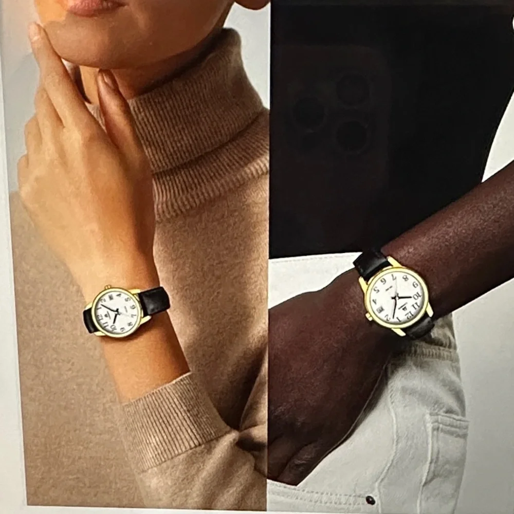 Women’s Classic Gold-Tone Round Watch with Black Leather Strap